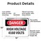 Signmission High Voltage 4160 Volts Danger Sign, Aluminum, 14in W x 10in L, 2PK OS-2PACK-DS-A-1014-L-1957 - alternate 4